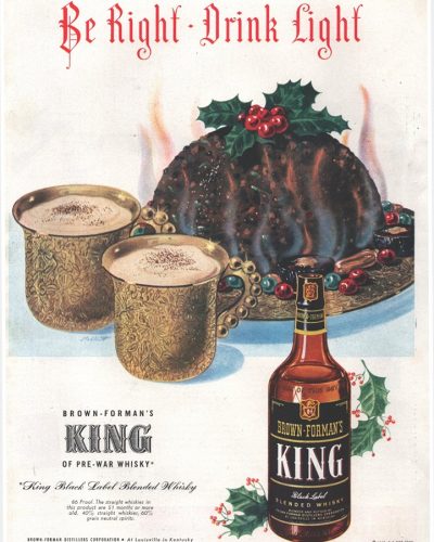 Imperial Candlewick in Brown Forman Whiskey Ad House Beautiful December 1945